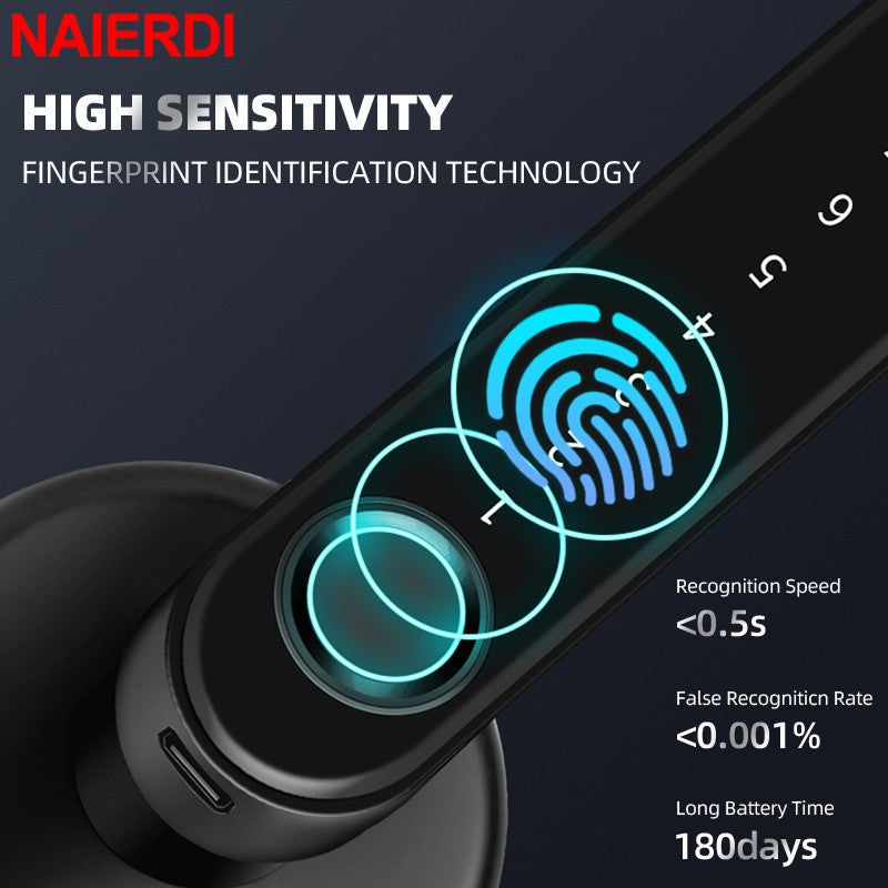 Fechadura De Segurança Biométrica Preta Inteligente De Impressões Digitais s